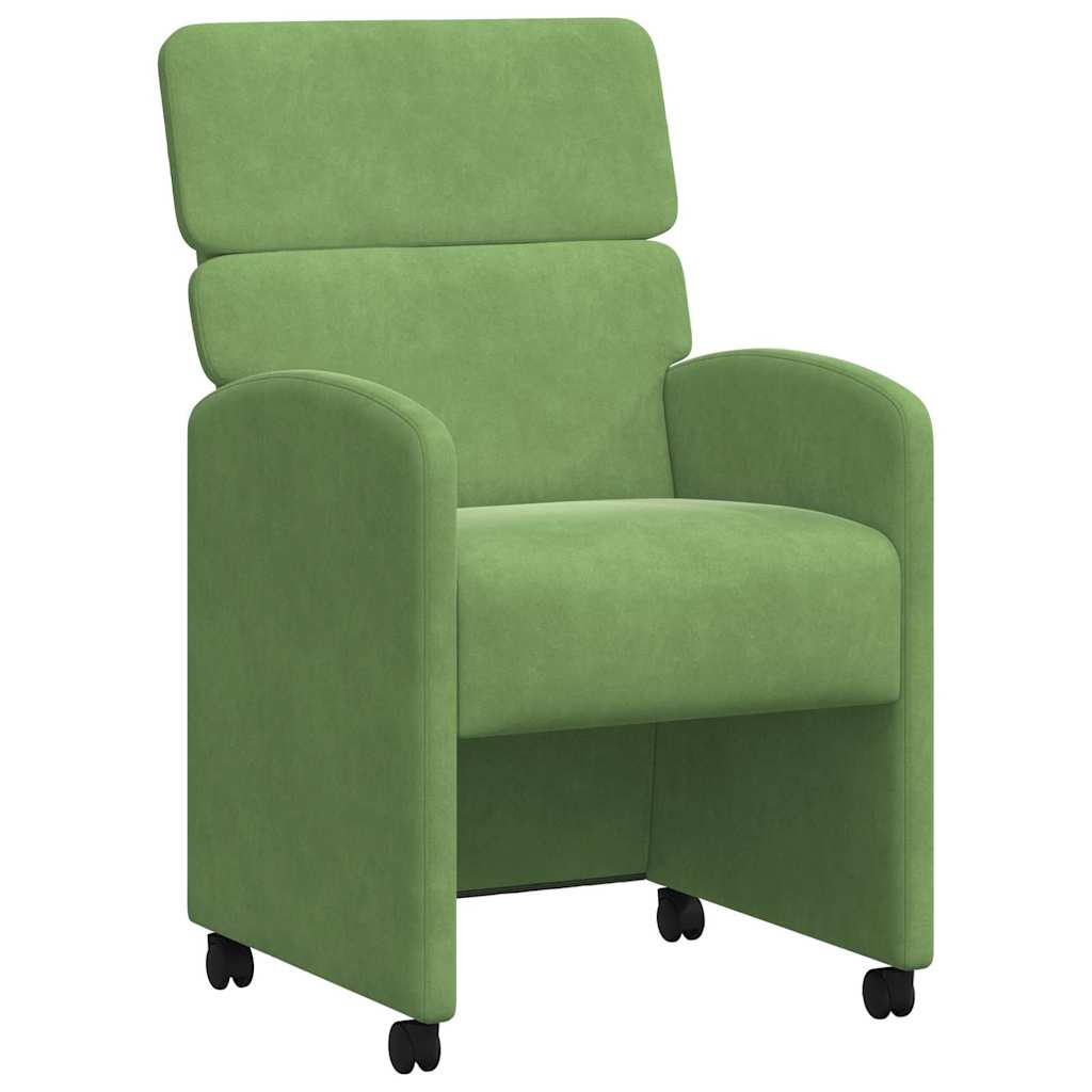 vidaXL Krzesełka jadalne na kółkach 2 pcs jasnozielony 58 x 65 x 98 cm