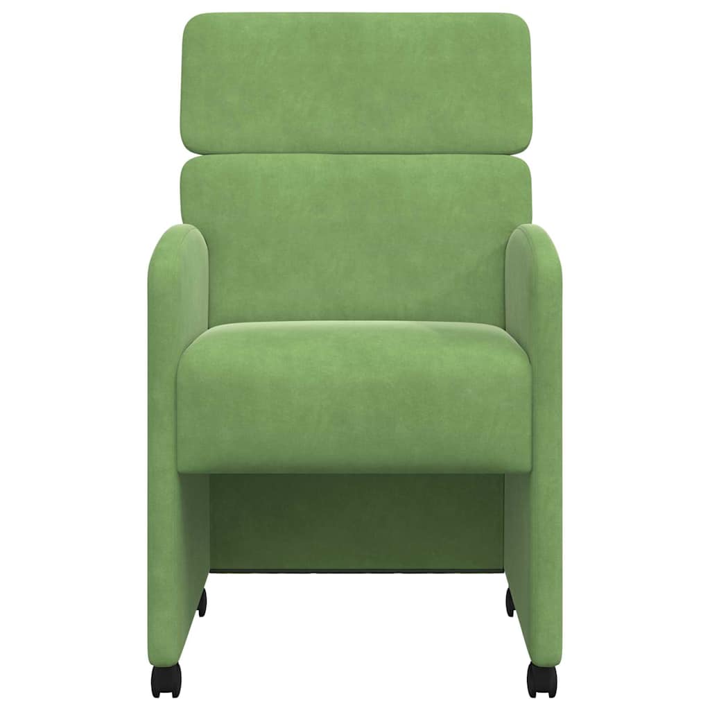 vidaXL Krzesełka jadalne na kółkach 2 pcs jasnozielony 58 x 65 x 98 cm