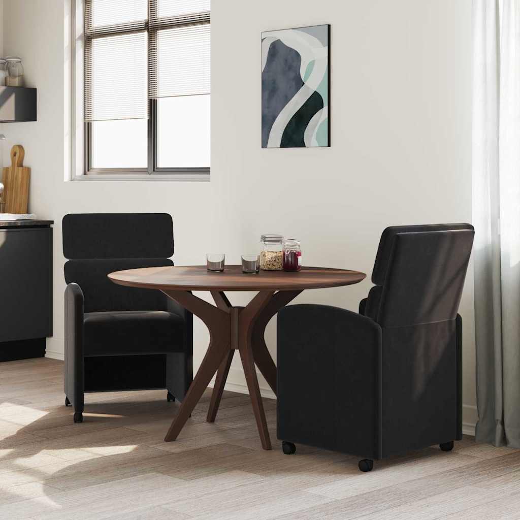 vidaXL Krzesełka jadalne na kółkach 2 pcs Czarny 58 x 65 x 98 cm