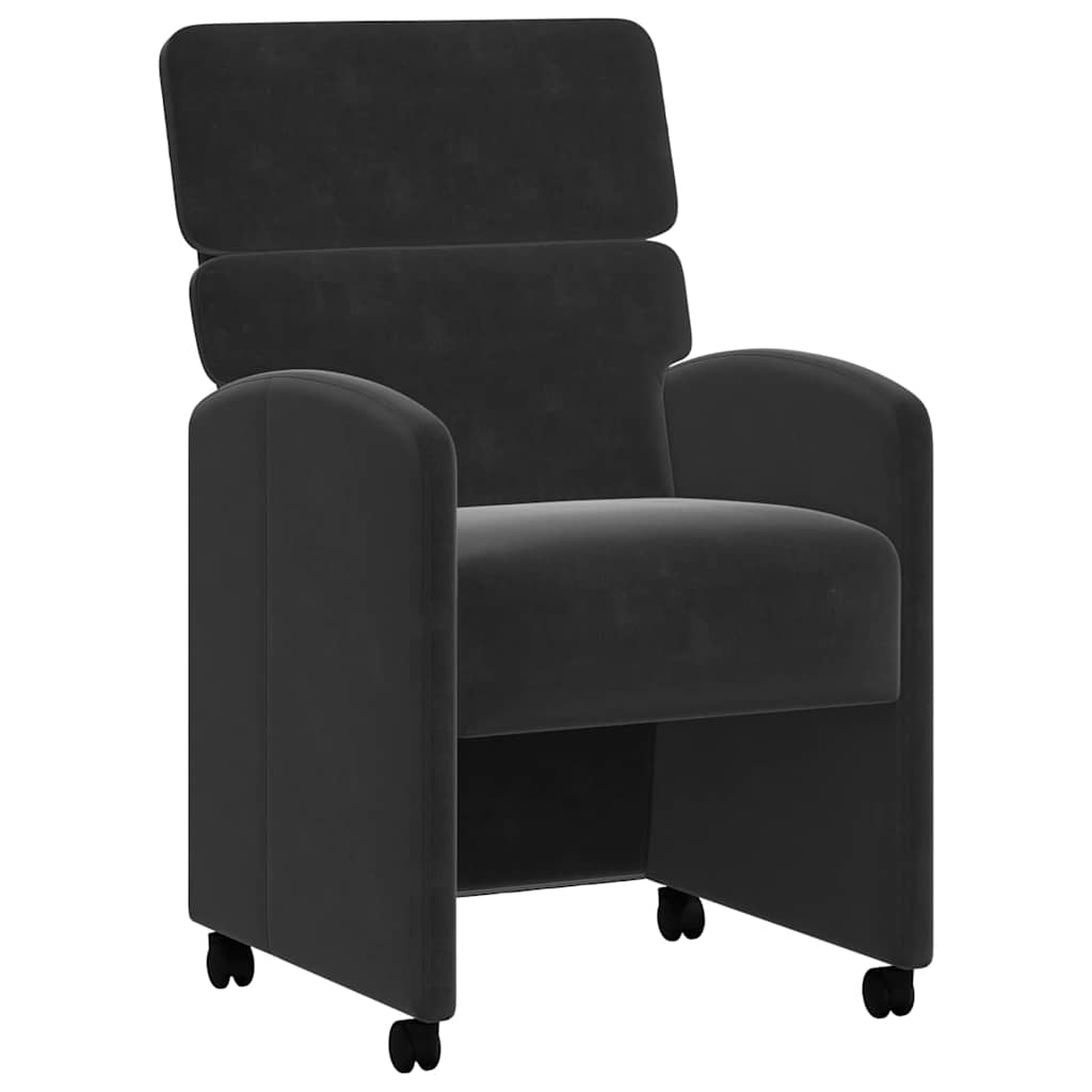 vidaXL Krzesełka jadalne na kółkach 2 pcs Czarny 58 x 65 x 98 cm