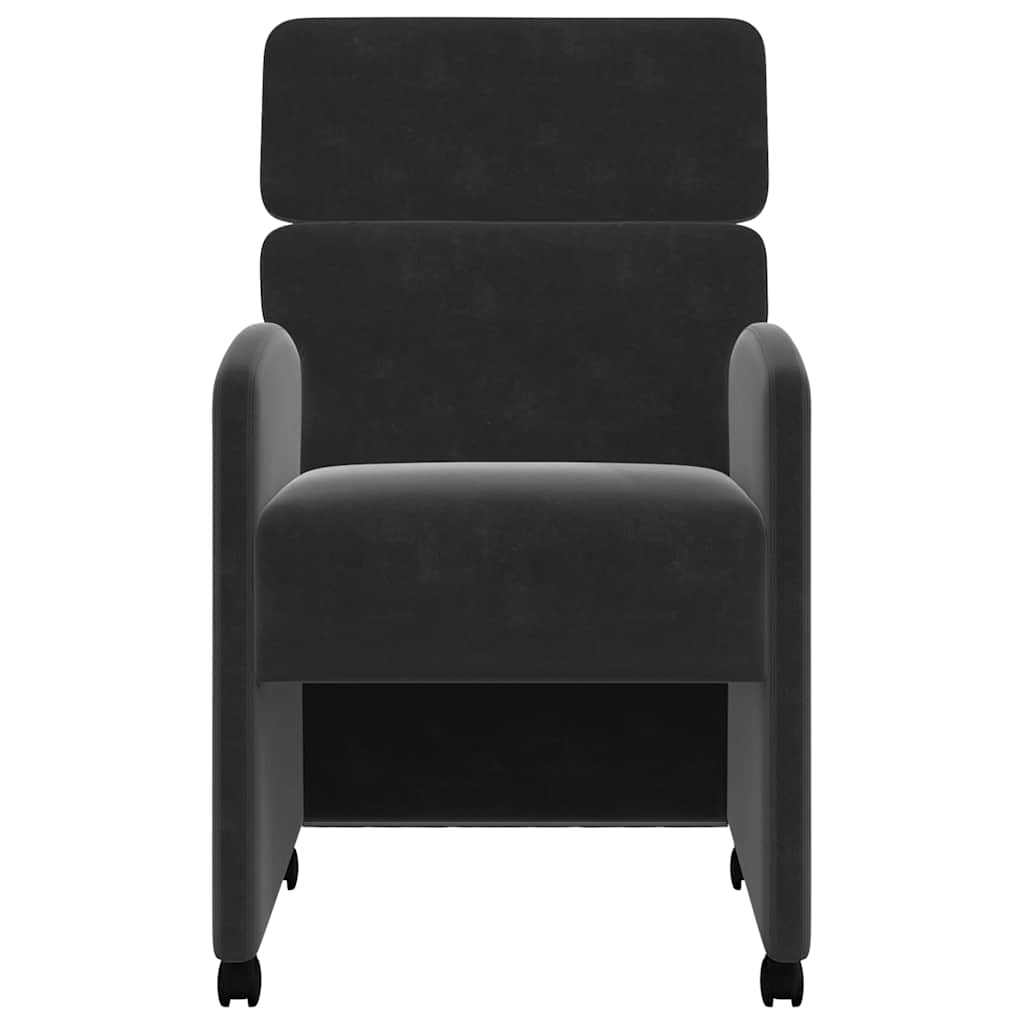 vidaXL Krzesełka jadalne na kółkach 2 pcs Czarny 58 x 65 x 98 cm
