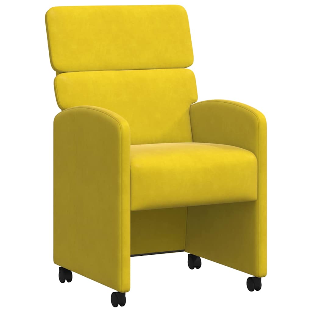 vidaXL Krzesełka jadalne na kółkach 2 pcs Żółty 58 x 65 x 98 cm