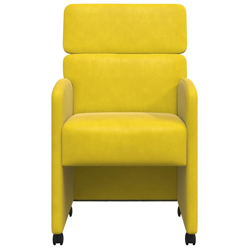 vidaXL Krzesełka jadalne na kółkach 2 pcs Żółty 58 x 65 x 98 cm