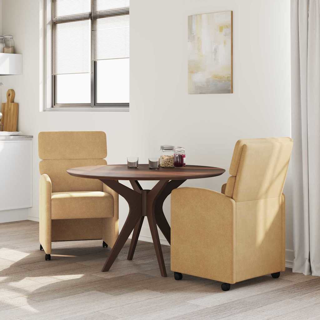 vidaXL Krzesełka jadalne na kółkach 2 pcs Brązowy 58 x 65 x 98 cm