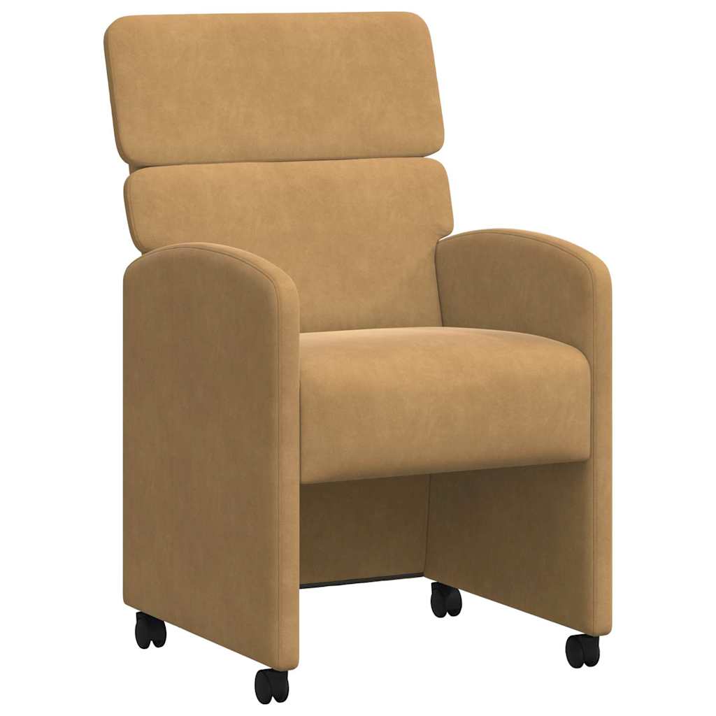 vidaXL Krzesełka jadalne na kółkach 2 pcs Brązowy 58 x 65 x 98 cm