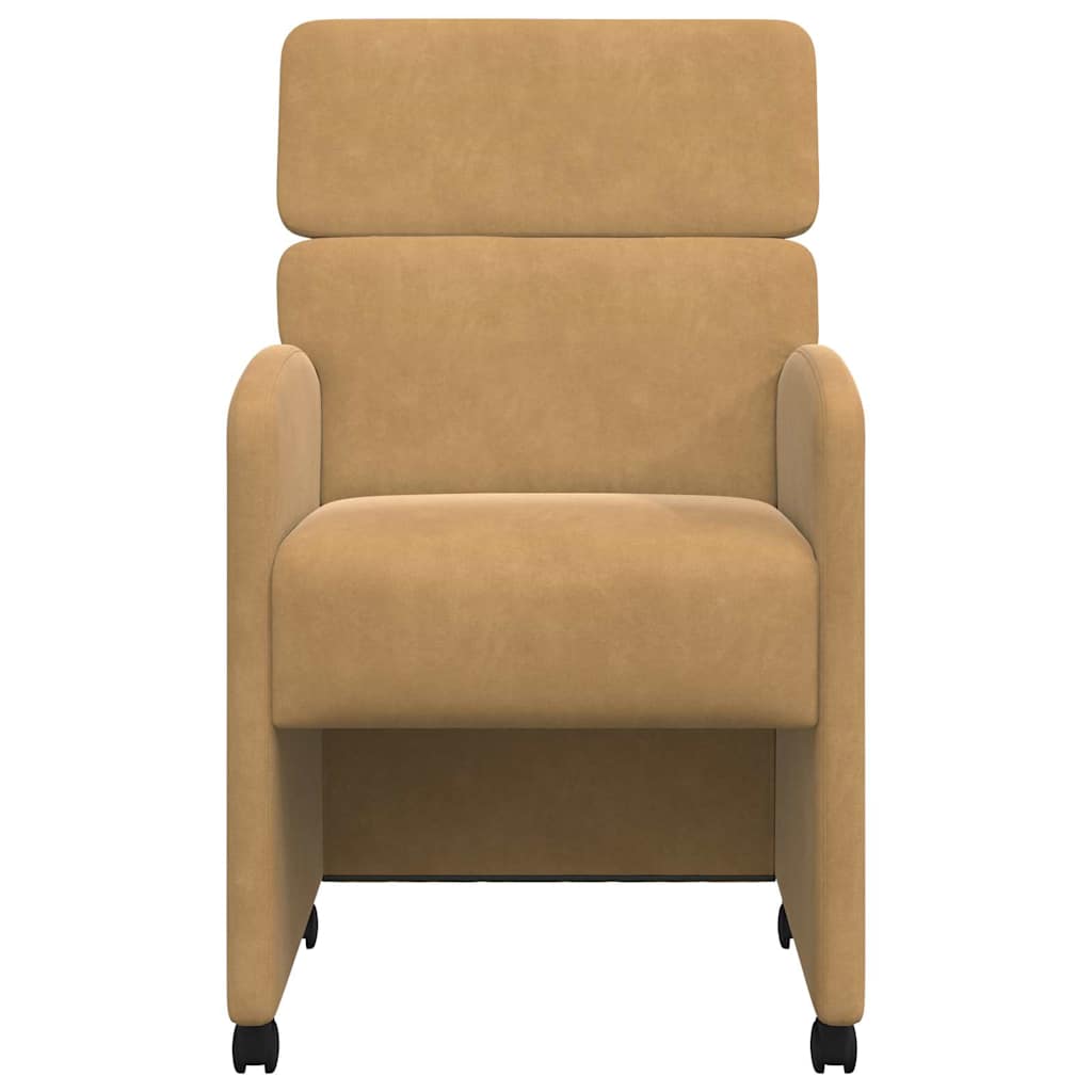 vidaXL Krzesełka jadalne na kółkach 2 pcs Brązowy 58 x 65 x 98 cm