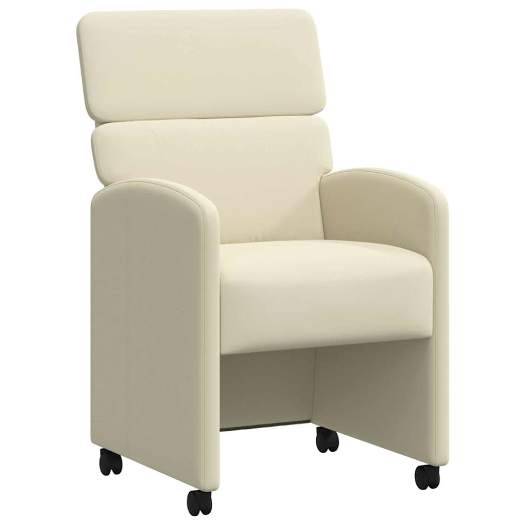 vidaXL Krzesełka jadalne na kółkach 2 pcs Kremowy 58 x 65 x 98 cm