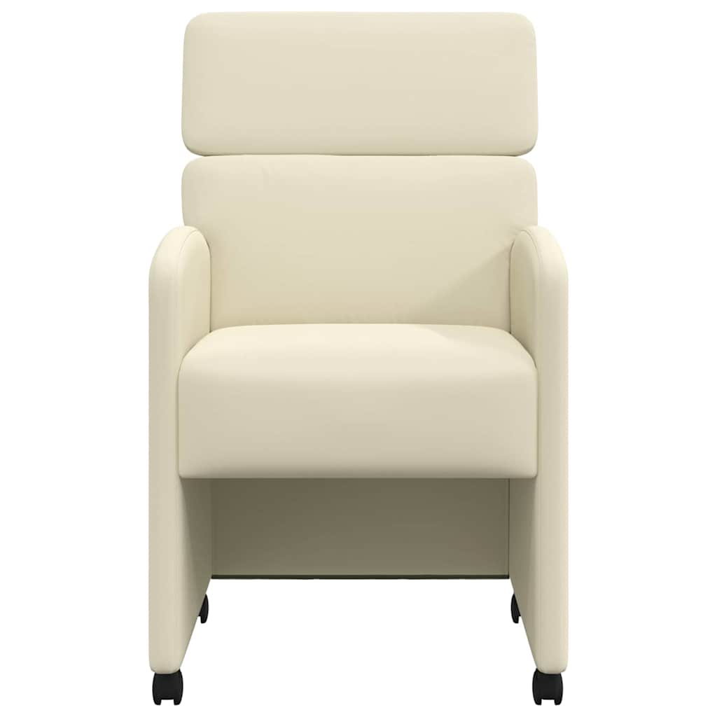 vidaXL Krzesełka jadalne na kółkach 2 pcs Kremowy 58 x 65 x 98 cm