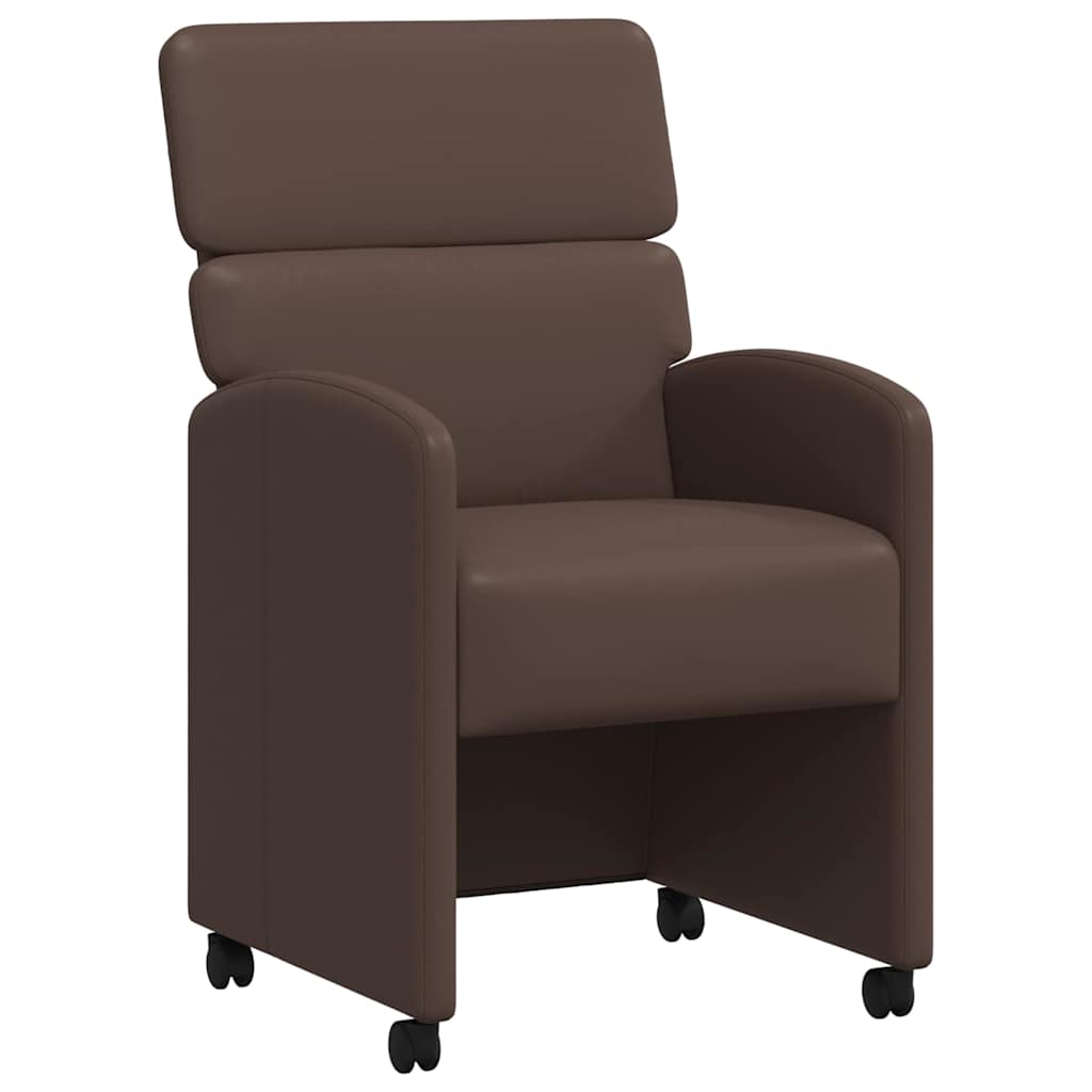 vidaXL Krzesełka jadalne na kółkach 2 pcs Brązowy 58 x 65 x 98 cm