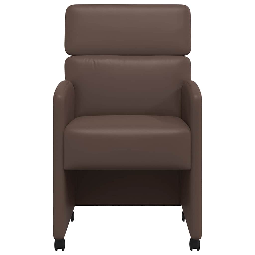 vidaXL Krzesełka jadalne na kółkach 2 pcs Brązowy 58 x 65 x 98 cm