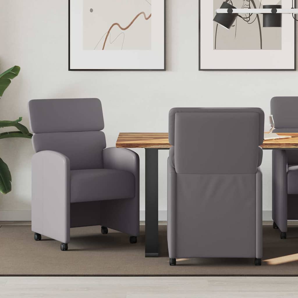 vidaXL Krzesełka jadalne na kółkach 2 pcs Szary 58 x 65 x 98 cm
