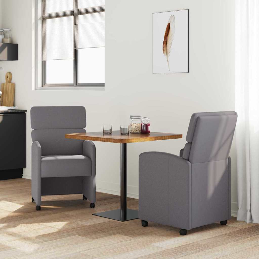 vidaXL Krzesełka jadalne na kółkach 2 pcs Szary 58 x 65 x 98 cm