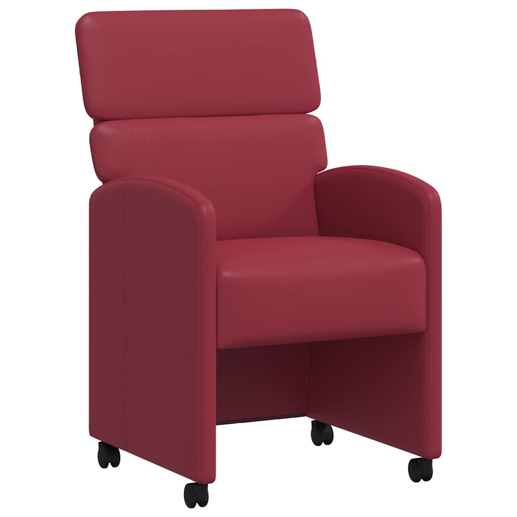 vidaXL Krzesełka jadalne na kółkach z kółkami 2 pcs czerwone wino