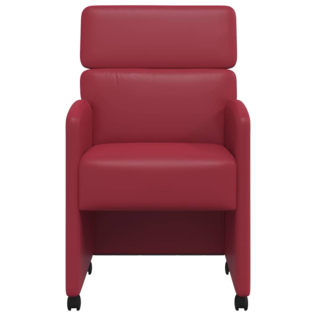 vidaXL Krzesełka jadalne na kółkach z kółkami 2 pcs czerwone wino