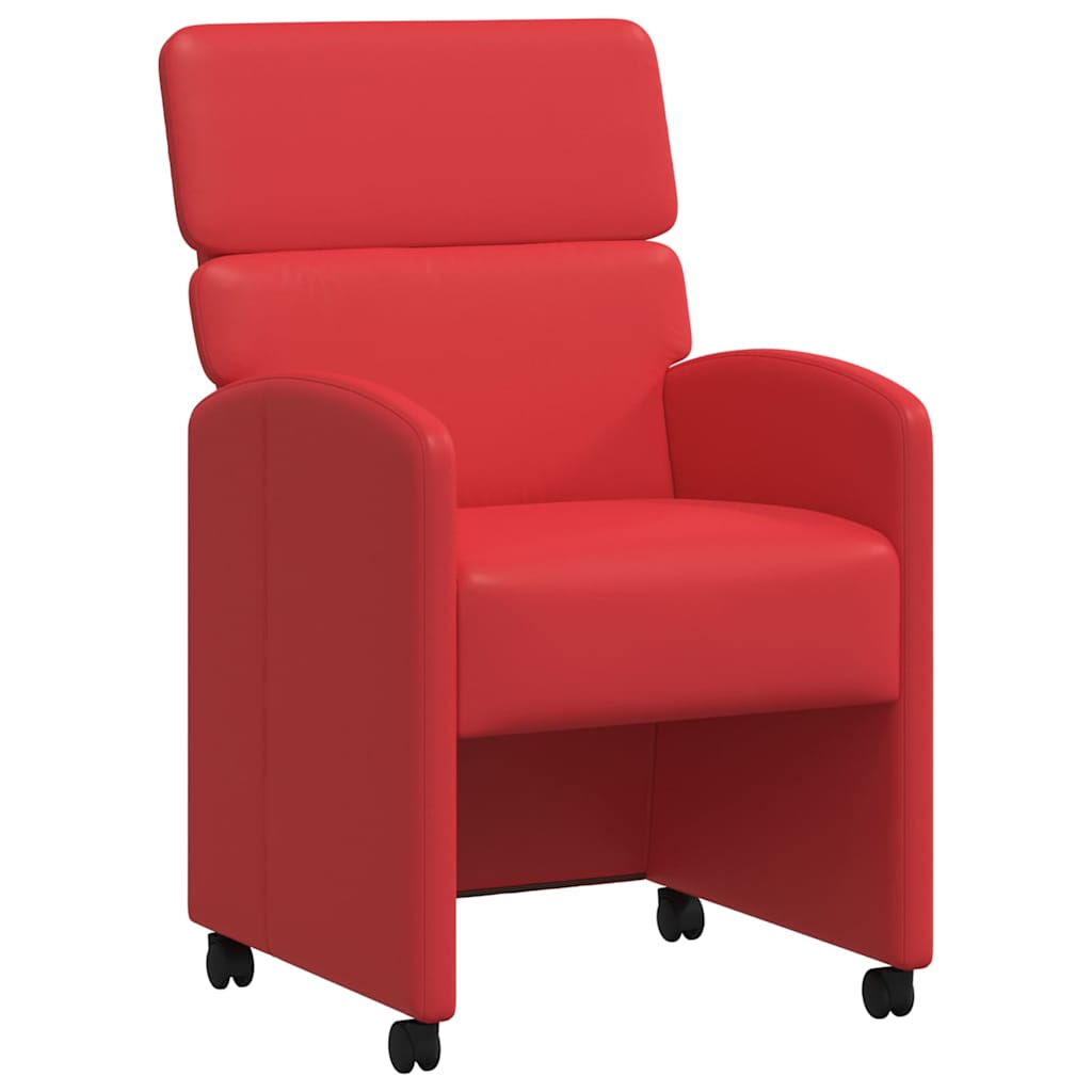 vidaXL Krzesełka jadalne na kółkach 2 pcs Czerwony 58 x 65 x 98 cm