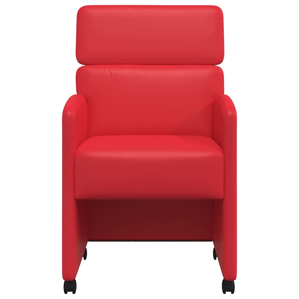 vidaXL Krzesełka jadalne na kółkach 2 pcs Czerwony 58 x 65 x 98 cm
