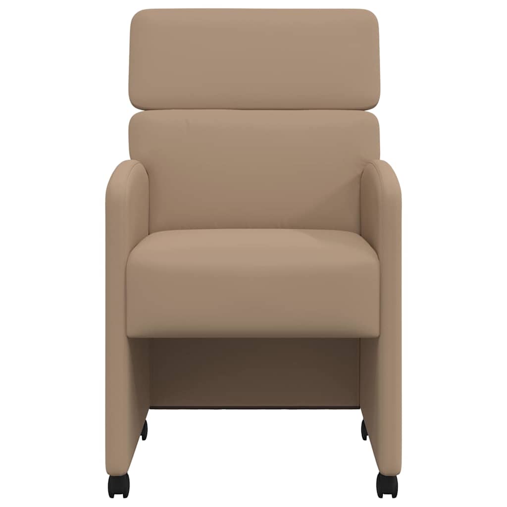 vidaXL Krzesełka jadalne na kółkach 2 pcs Cappuccino 58 x 65 x 98 cm