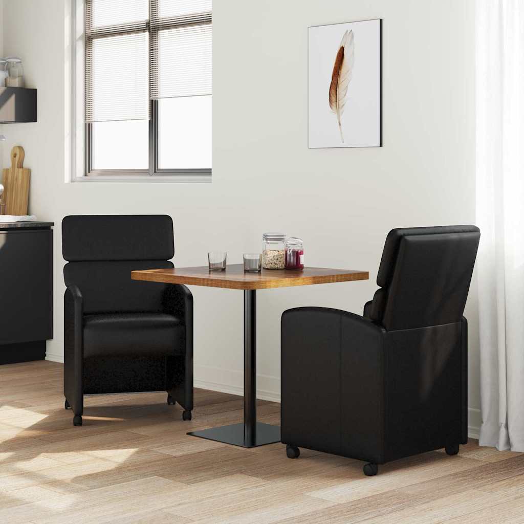 vidaXL Krzesełka jadalne na kółkach 2 pcs Czarny 58 x 65 x 98 cm