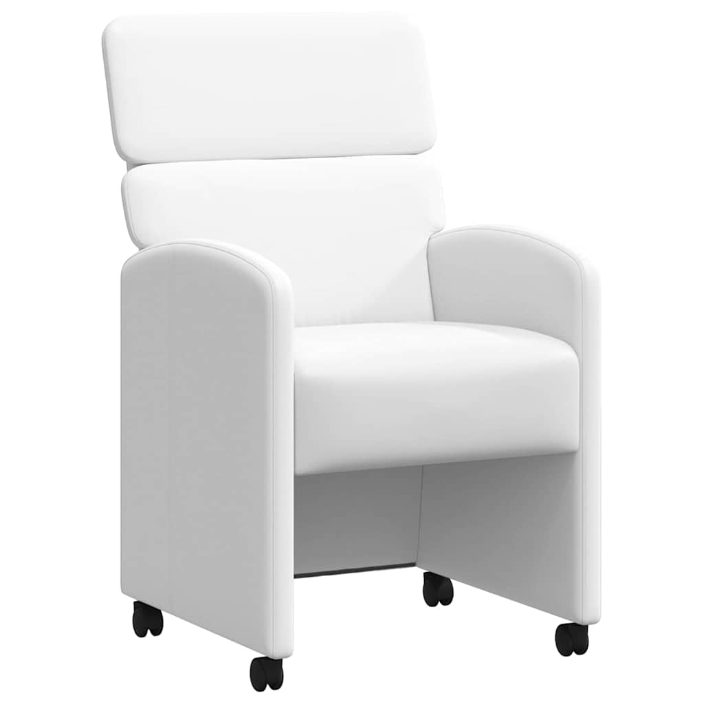 vidaXL Krzesełka jadalne na kółkach 2 pcs Biały 58 x 65 x 98 cm