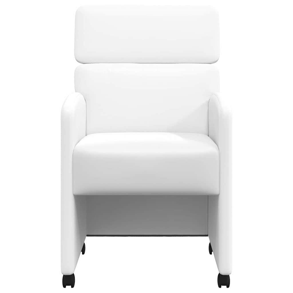 vidaXL Krzesełka jadalne na kółkach 2 pcs Biały 58 x 65 x 98 cm