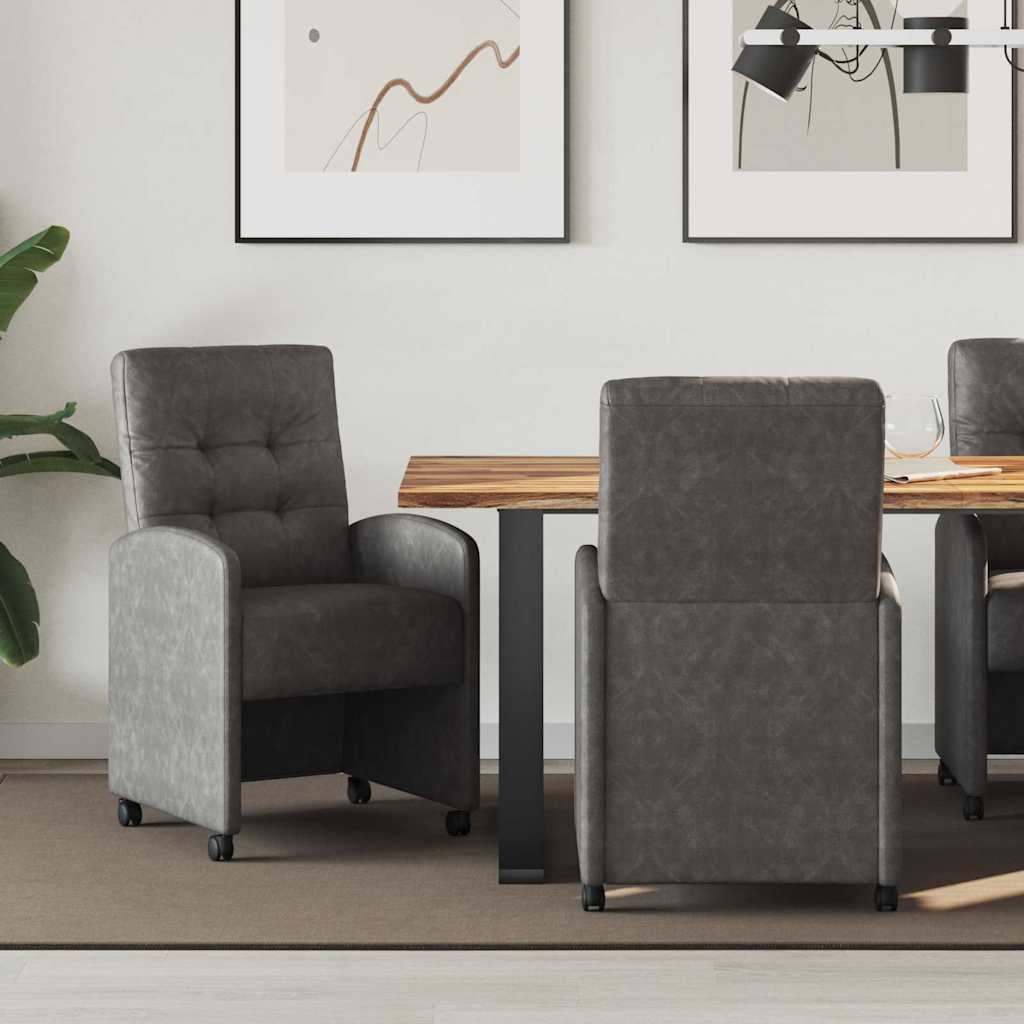 vidaXL Krzesełka jadalne na kółkach 2 pcs Czarny 58 x 67 x 97 cm