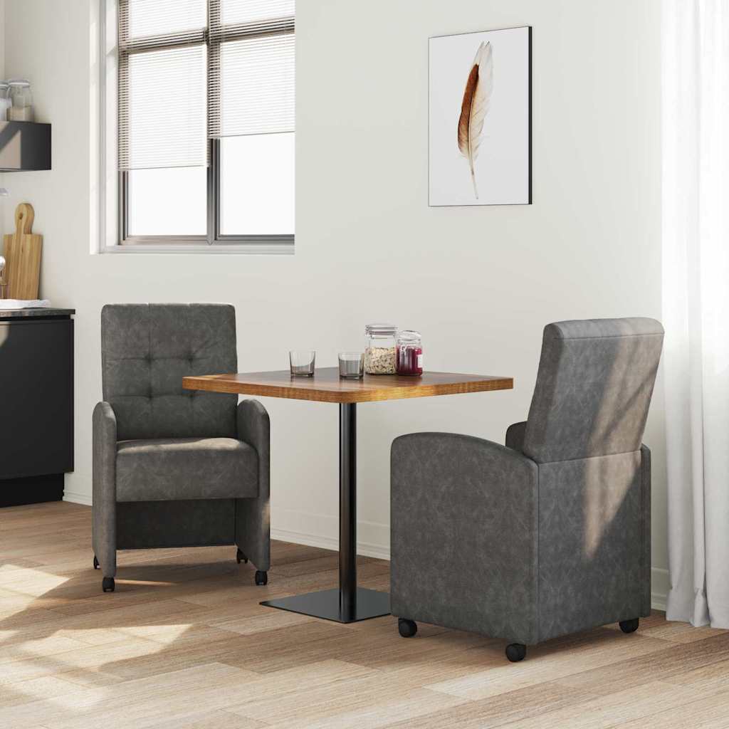 vidaXL Krzesełka jadalne na kółkach 2 pcs Czarny 58 x 67 x 97 cm