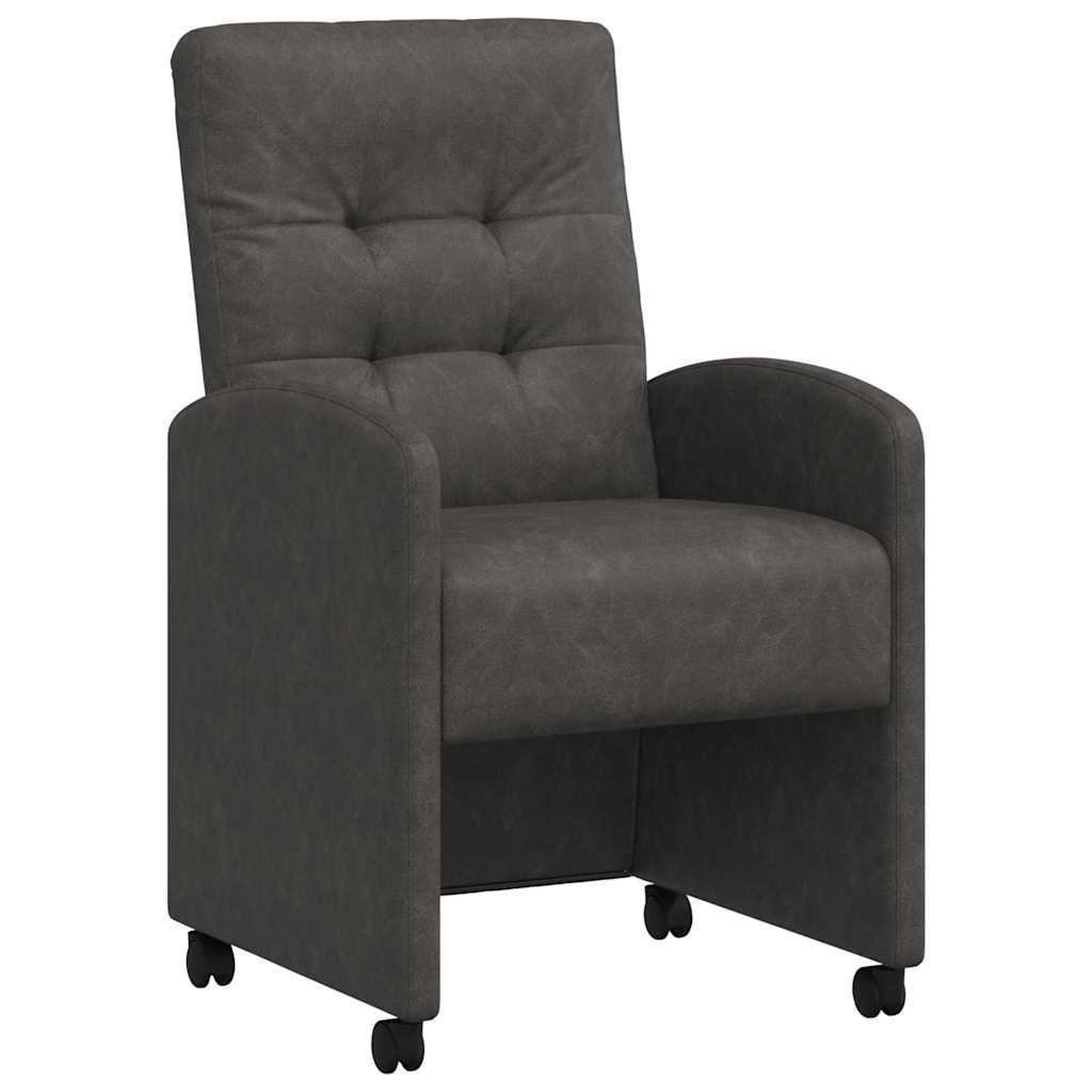 vidaXL Krzesełka jadalne na kółkach 2 pcs Czarny 58 x 67 x 97 cm
