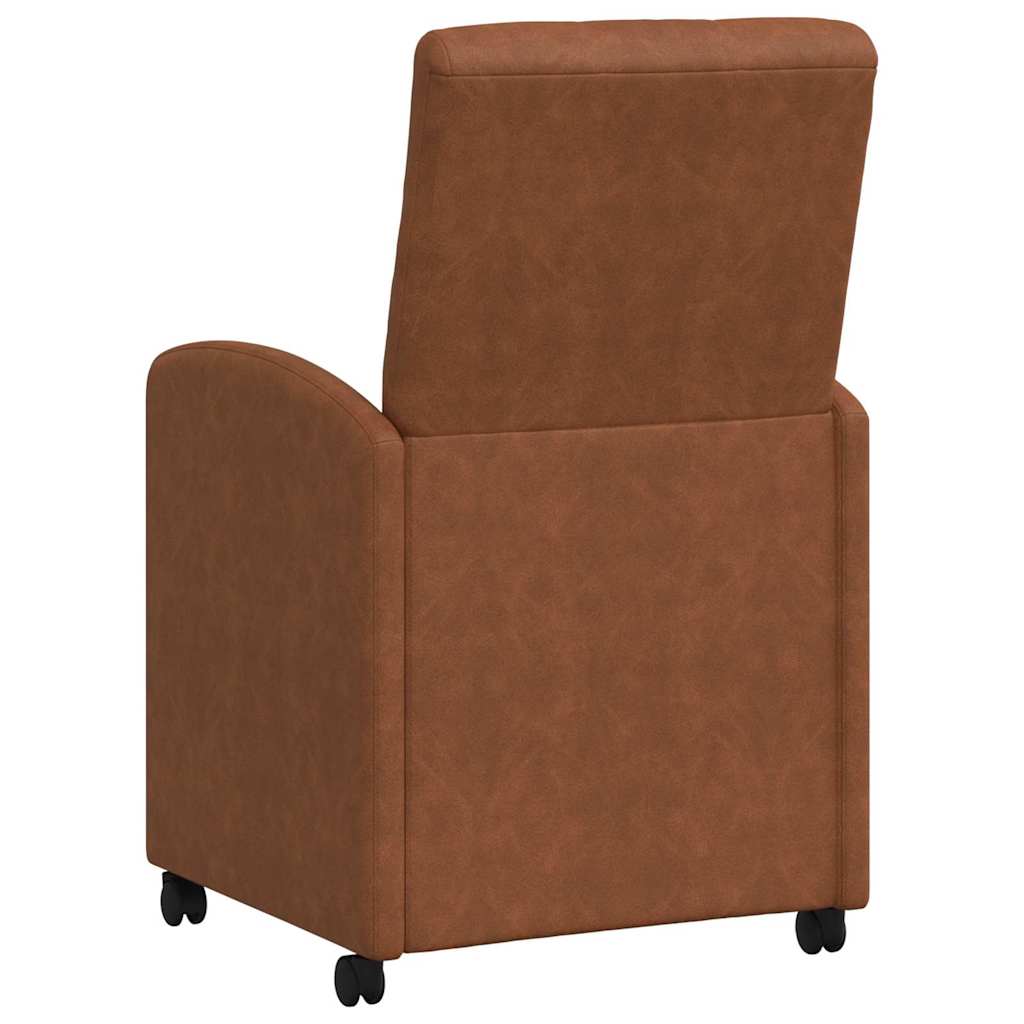 vidaXL Krzesełka jadalne na kółkach 2 pcs Brązowy 58 x 67 x 97 cm