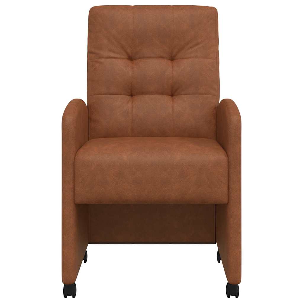 vidaXL Krzesełka jadalne na kółkach 2 pcs Brązowy 58 x 67 x 97 cm