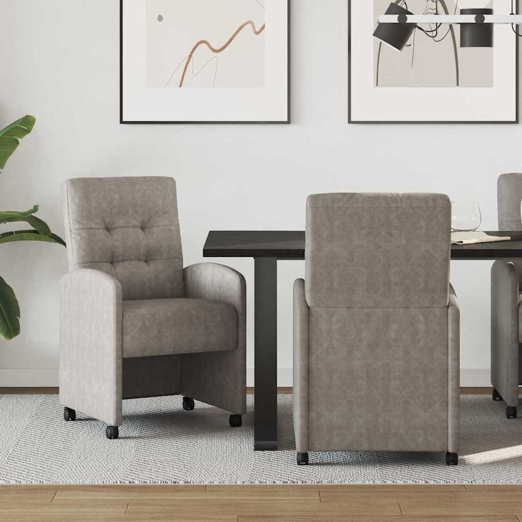 vidaXL Krzesełka jadalne na kółkach 2 pcs Szary 58 x 67 x 97 cm