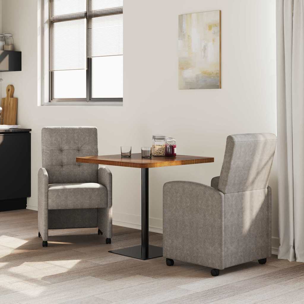 vidaXL Krzesełka jadalne na kółkach 2 pcs Szary 58 x 67 x 97 cm