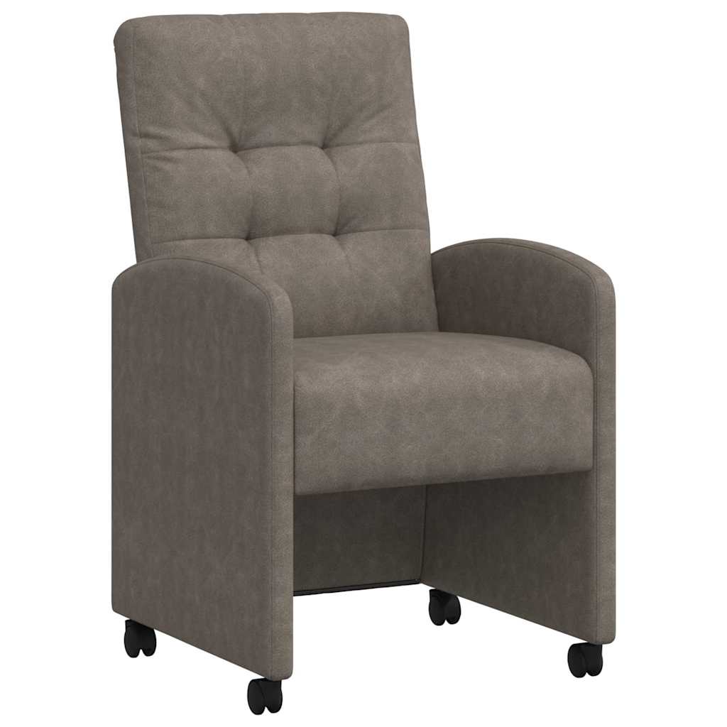 vidaXL Krzesełka jadalne na kółkach 2 pcs Szary 58 x 67 x 97 cm