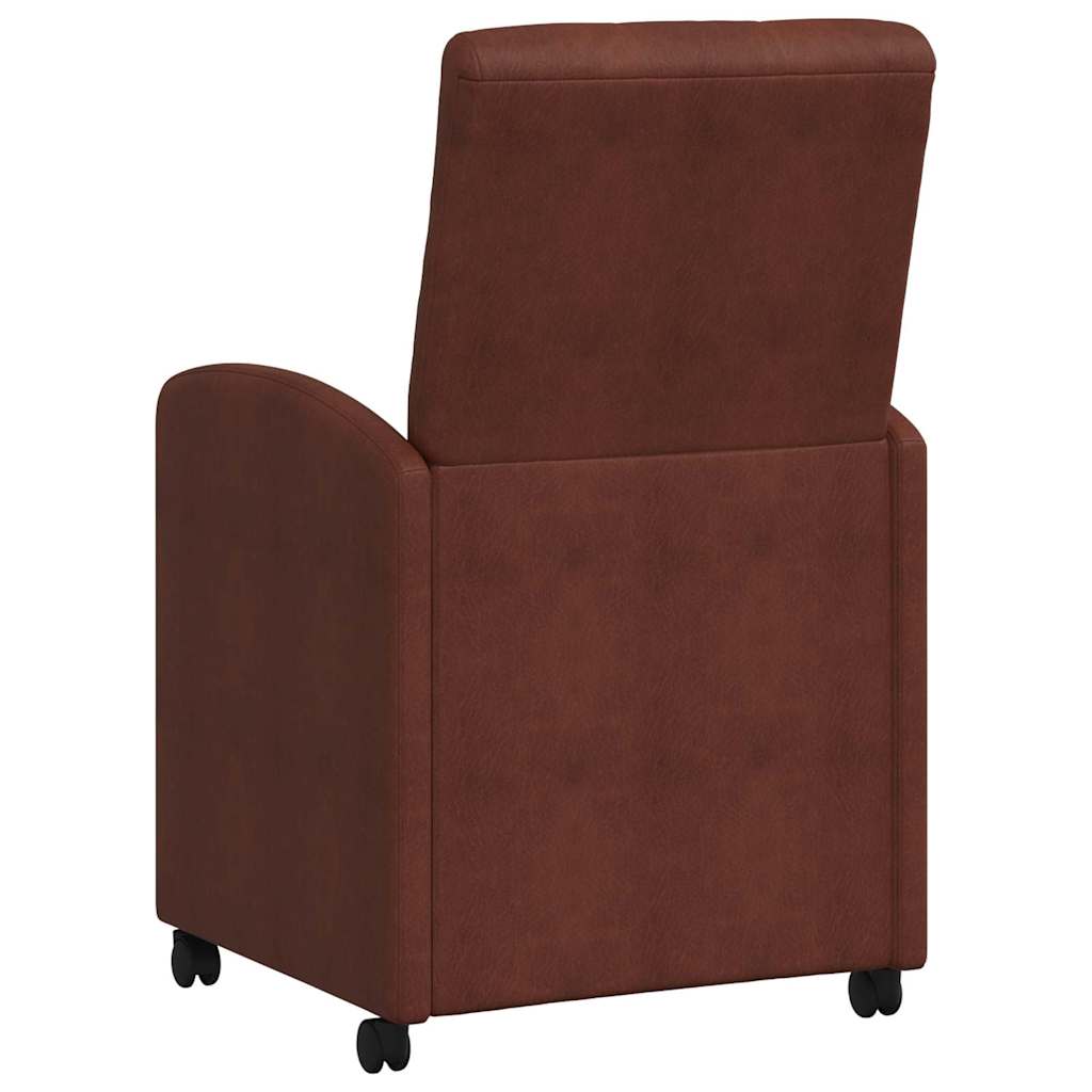 vidaXL Krzesełka jadalne na kółkach z kółkami 2 pcs Błyszczący brązowy