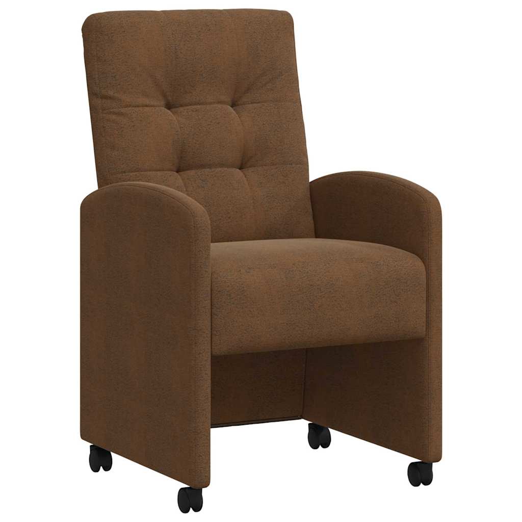 vidaXL Krzesełka jadalne na kółkach 2 pcs Brązowy 58 x 67 x 97 cm