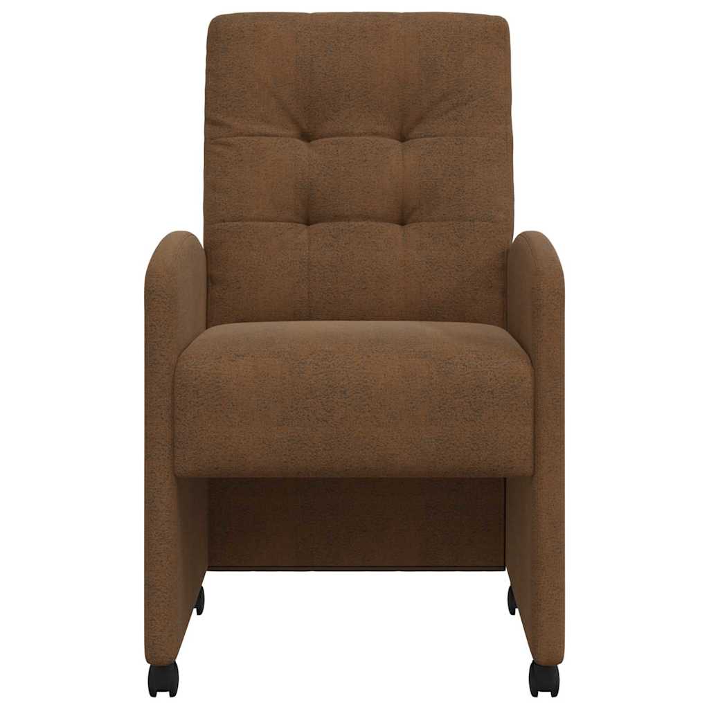 vidaXL Krzesełka jadalne na kółkach 2 pcs Brązowy 58 x 67 x 97 cm