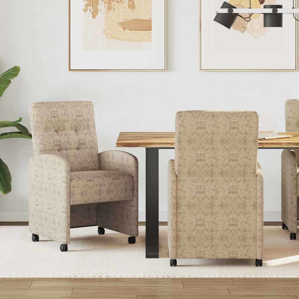 vidaXL Krzesełka jadalne na kółkach 2 pcs Jasnoszary 58 x 67 x 97 cm