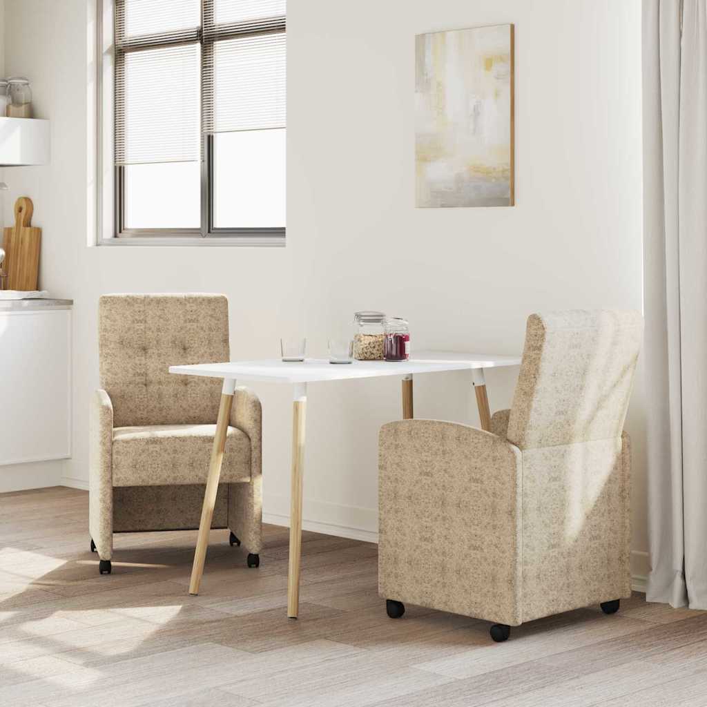vidaXL Krzesełka jadalne na kółkach 2 pcs Jasnoszary 58 x 67 x 97 cm