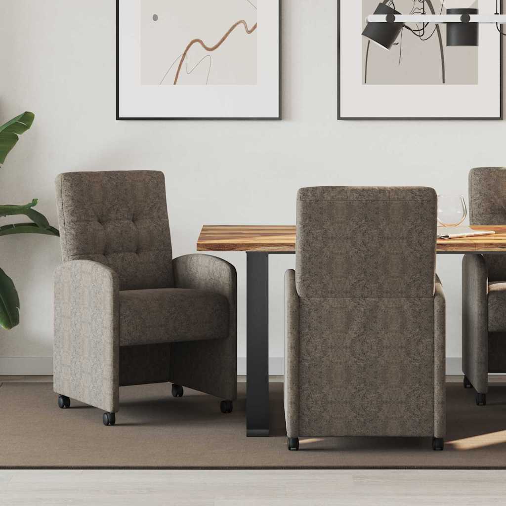 vidaXL Krzesełka jadalne na kółkach 2 pcs ciemno szary 58 x 67 x 97 cm