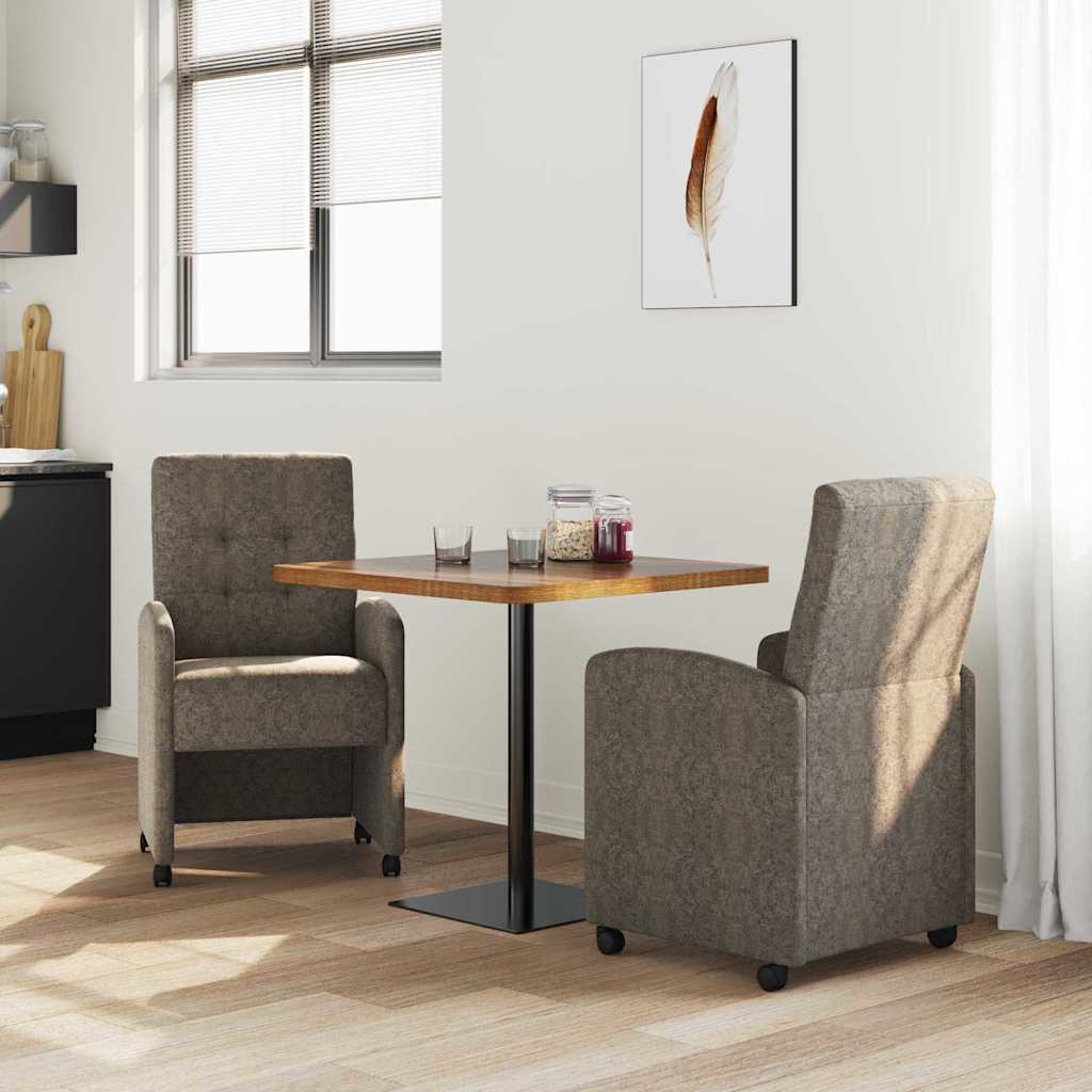 vidaXL Krzesełka jadalne na kółkach 2 pcs ciemno szary 58 x 67 x 97 cm