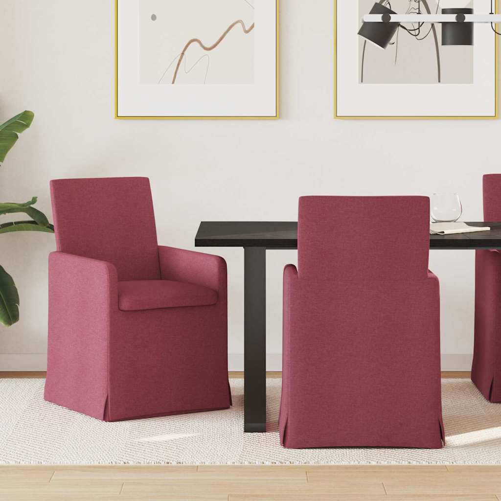 vidaXL Krzesła jadalne 2 pcs czerwone wino 57 x 67 x 95 cm tkanina
