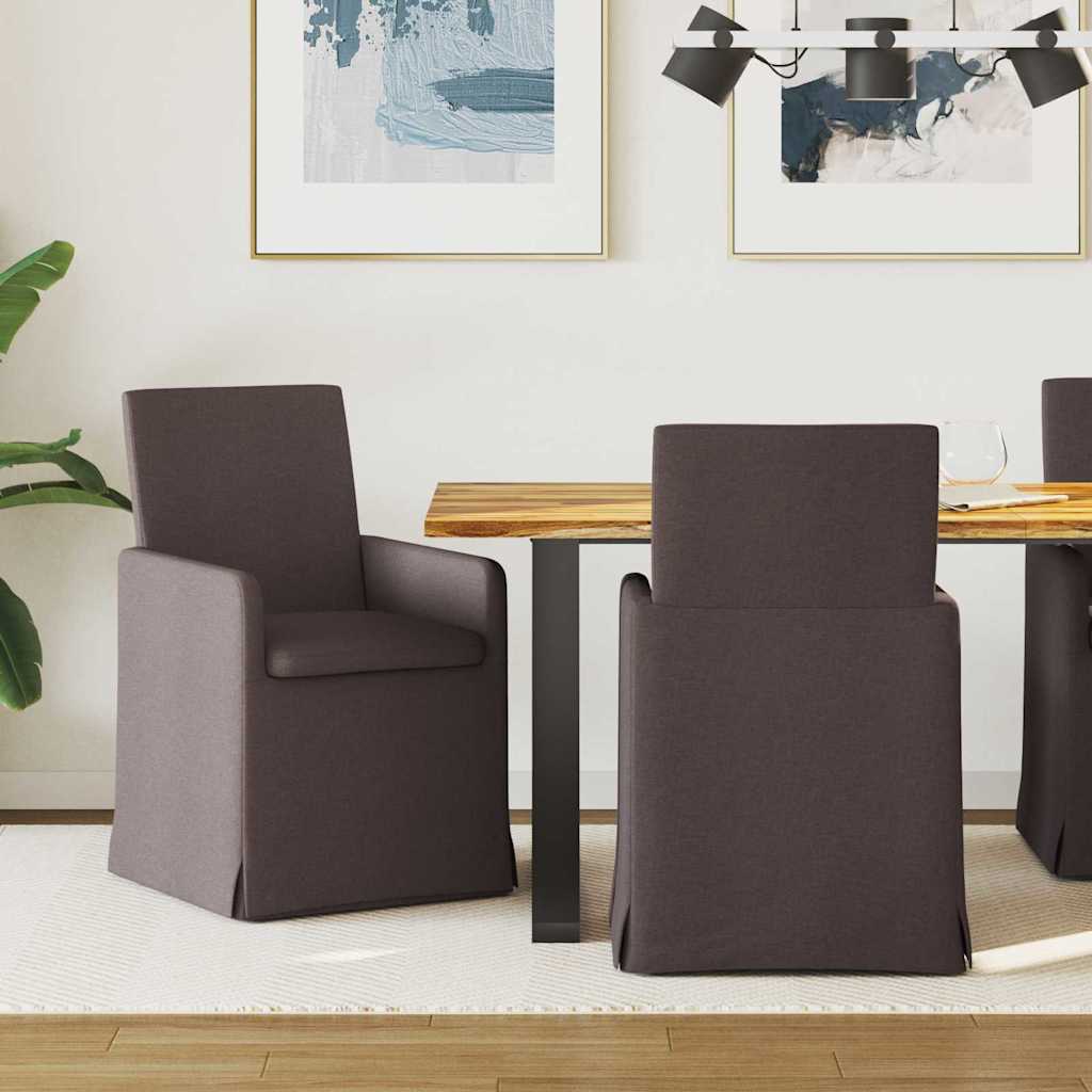 vidaXL Krzesła jadalne 2 pcs ciemnobrązowy 57 x 67 x 95 cm tkanina