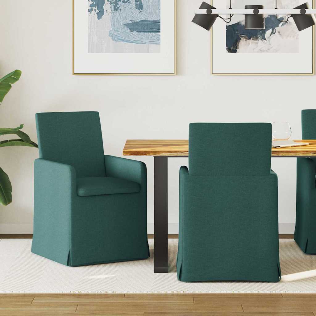 vidaXL Krzesła jadalne 2 pcs Ciemnozielony 57 x 67 x 95 cm tkanina