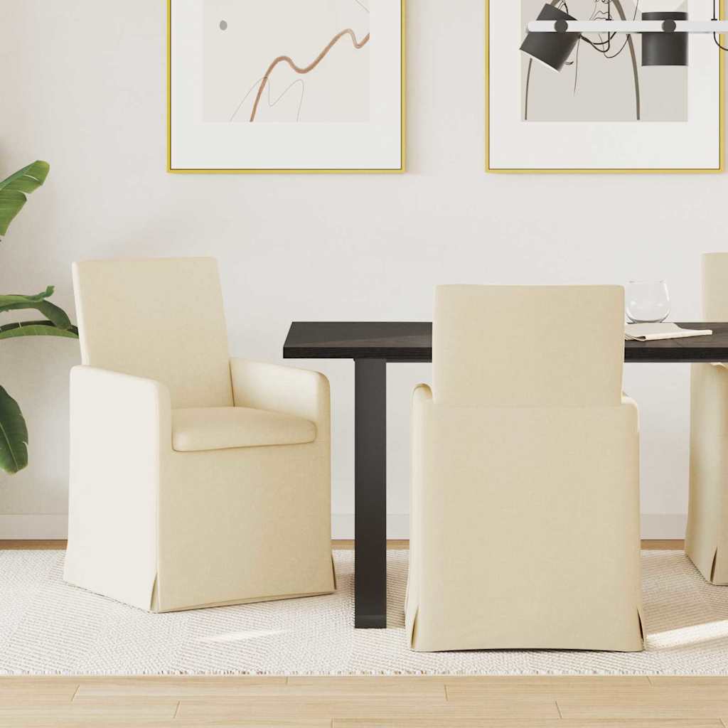 vidaXL Krzesła jadalne 2 pcs Kremowy 57 x 67 x 95 cm tkanina