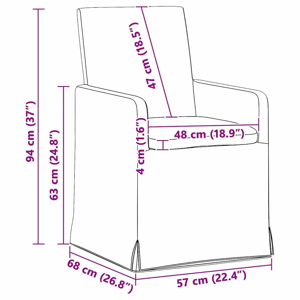 vidaXL Krzesła jadalne 2 pcs Różowy 57 x 67 x 95 cm tkanina