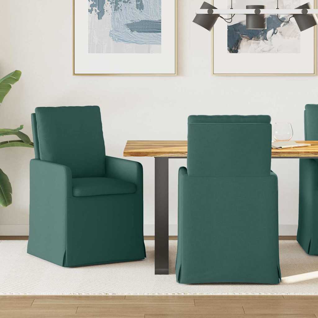 vidaXL Krzesła jadalne 2 pcs Ciemnozielony 57 x 67 x 98 cm tkanina