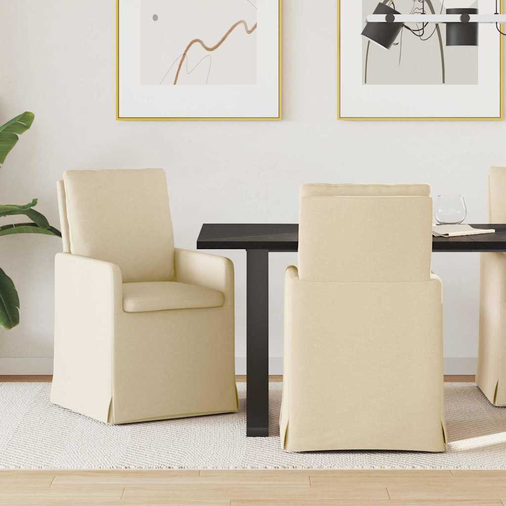 vidaXL Krzesła jadalne 2 pcs Kremowy 57 x 67 x 98 cm tkanina