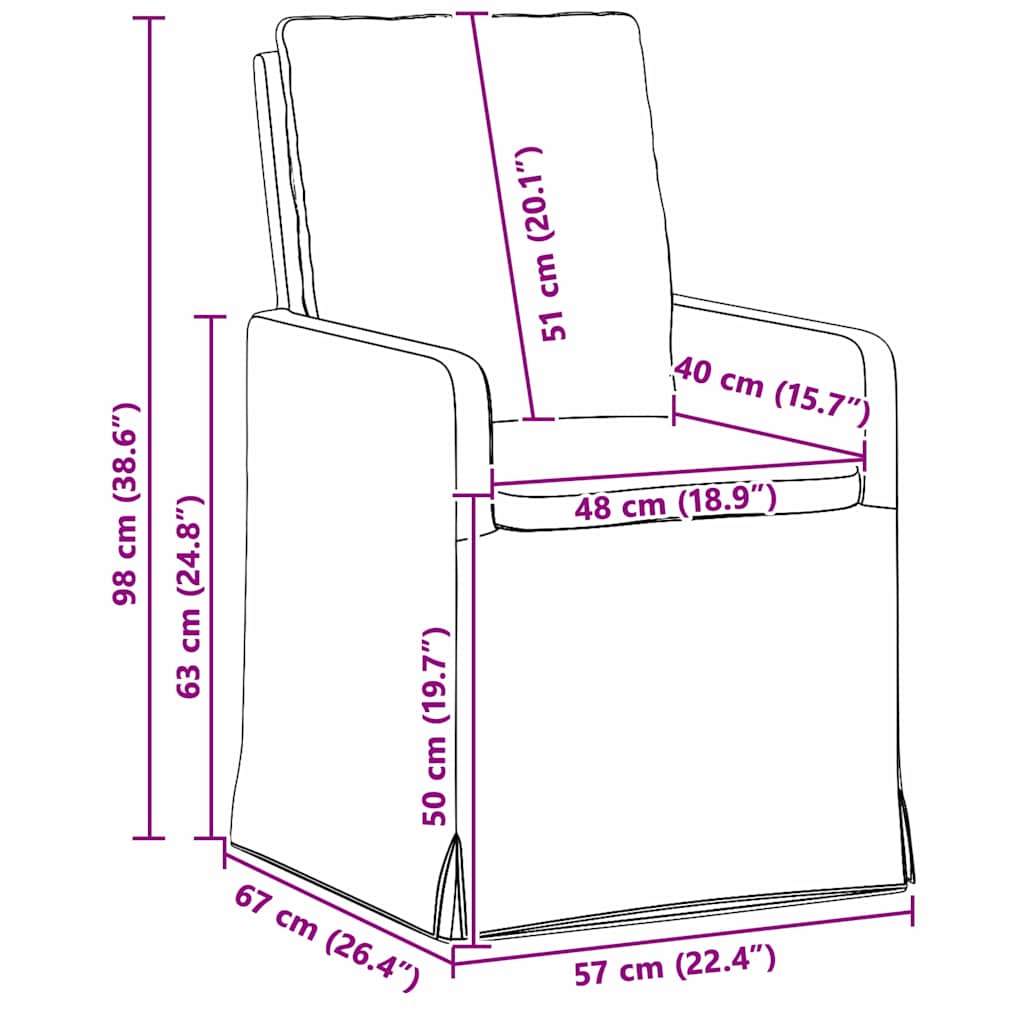 vidaXL Krzesła jadalne 2 pcs Różowy 57 x 67 x 98 cm tkanina