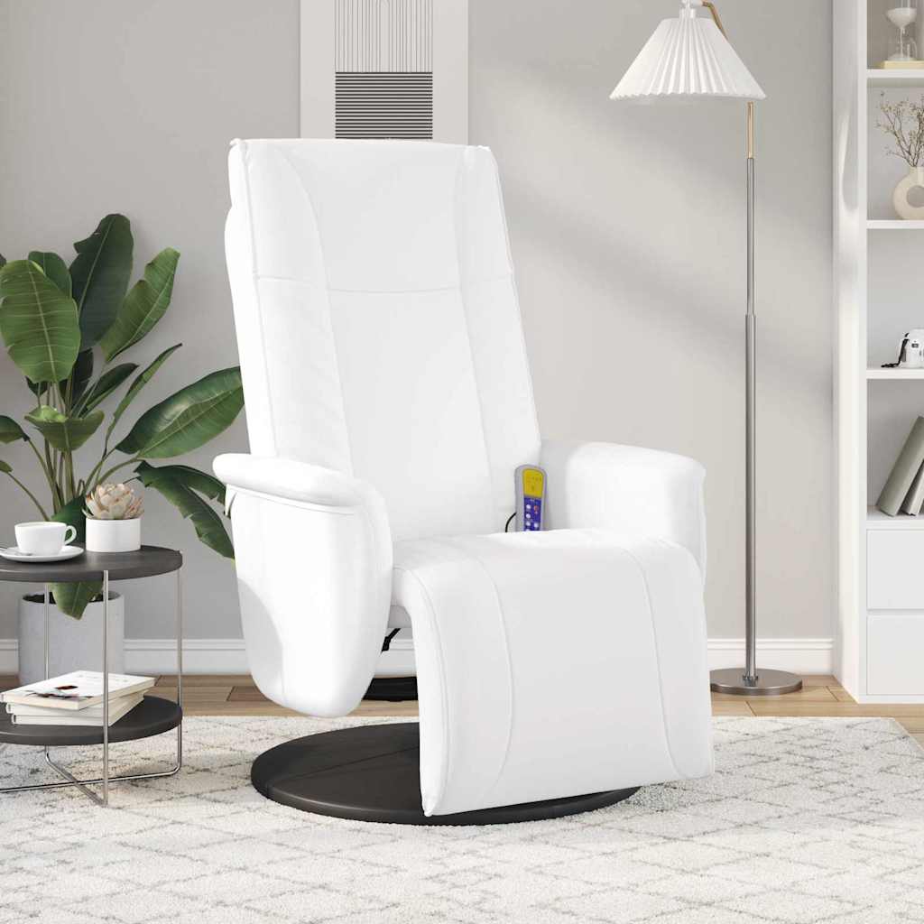 vidaXL Fotel masujący z funkcją obrotu Biały 71 x 90 x 105 cm