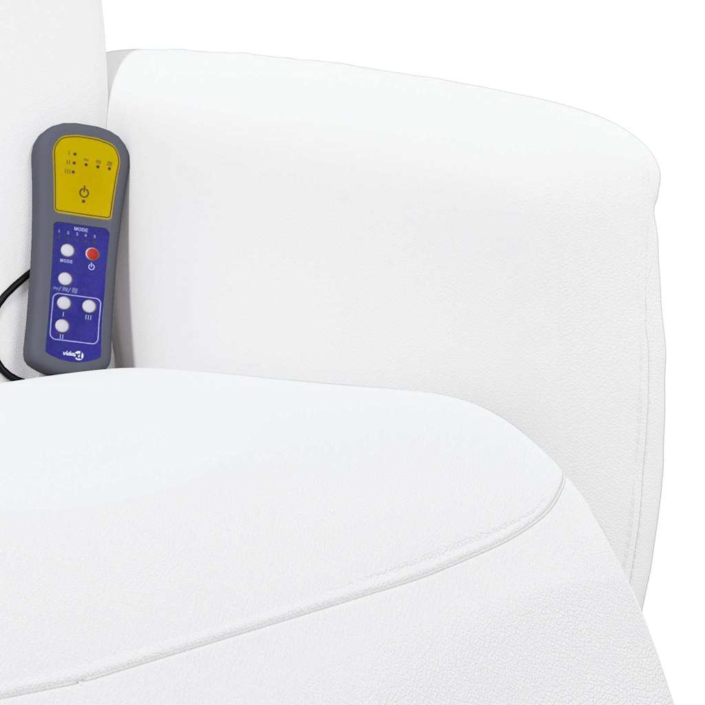 vidaXL Fotel masujący Biały 71 x 90 x 105 cm Skóra ekologiczna