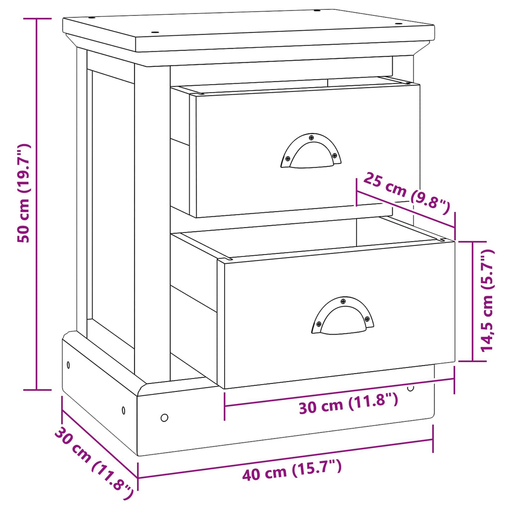 vidaXL Stolik nocny Naturalny 40 x 30 x 50 cm Lite drewno teakowe
